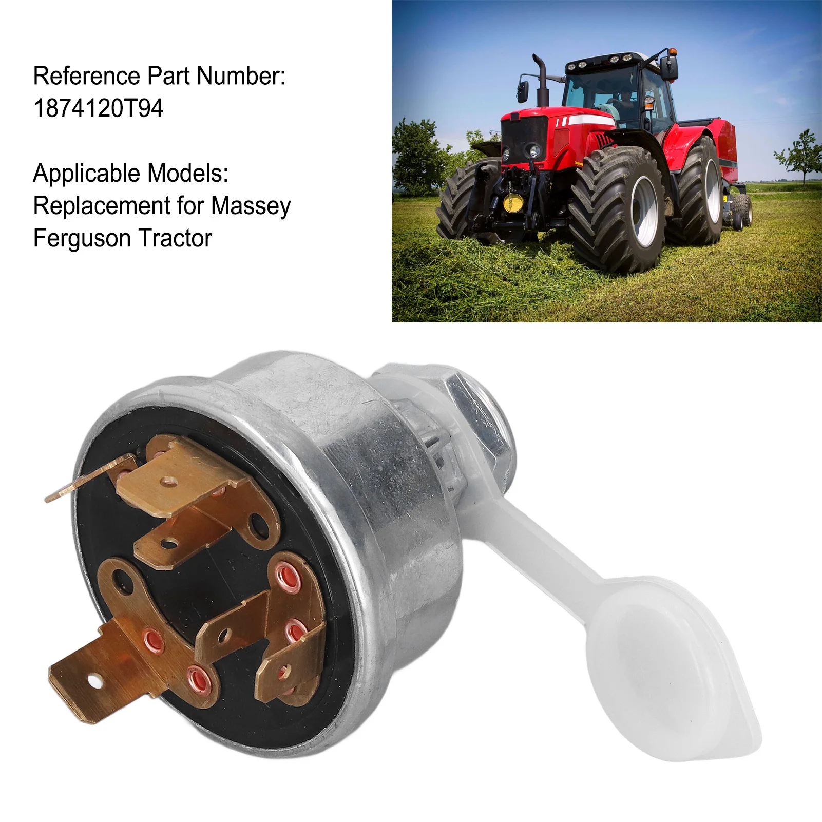 1874120T94 Ignition Key Ignition 1874120T94 Starter Ignition Key Replacement for Massey Ferguson Tractor