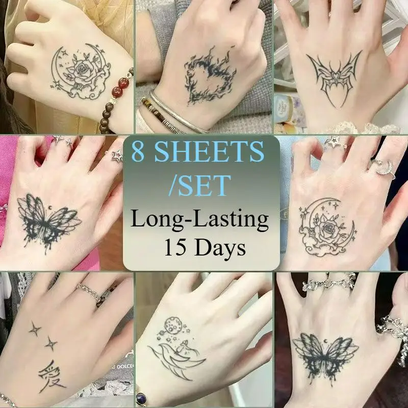 

8pcs Temporary Tattoos,Tattoo Stickers,Fake Tattoo,Long-Lasting 15 Days,Waterproof Semi-Permanent Tattoo,body art