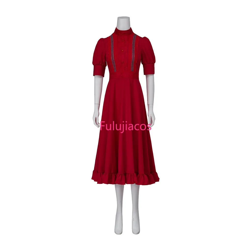 

Fulujiacos Pearl Cosplay Costume Horror Movie Women Dresses Halloween Party Red Dress