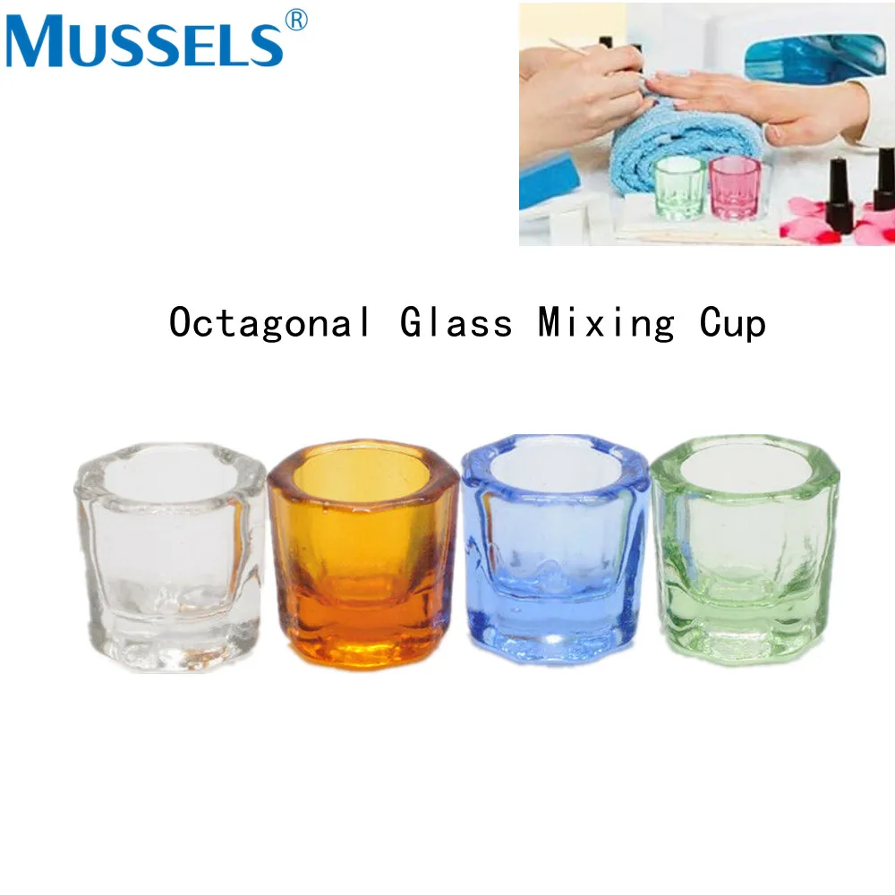 4PCS Crystal Glass Dappen Dish Cup Dental Mixing Bowls Nail Art Acrylic Liquid Powder Beads Container Lab Medicine Glassware Set