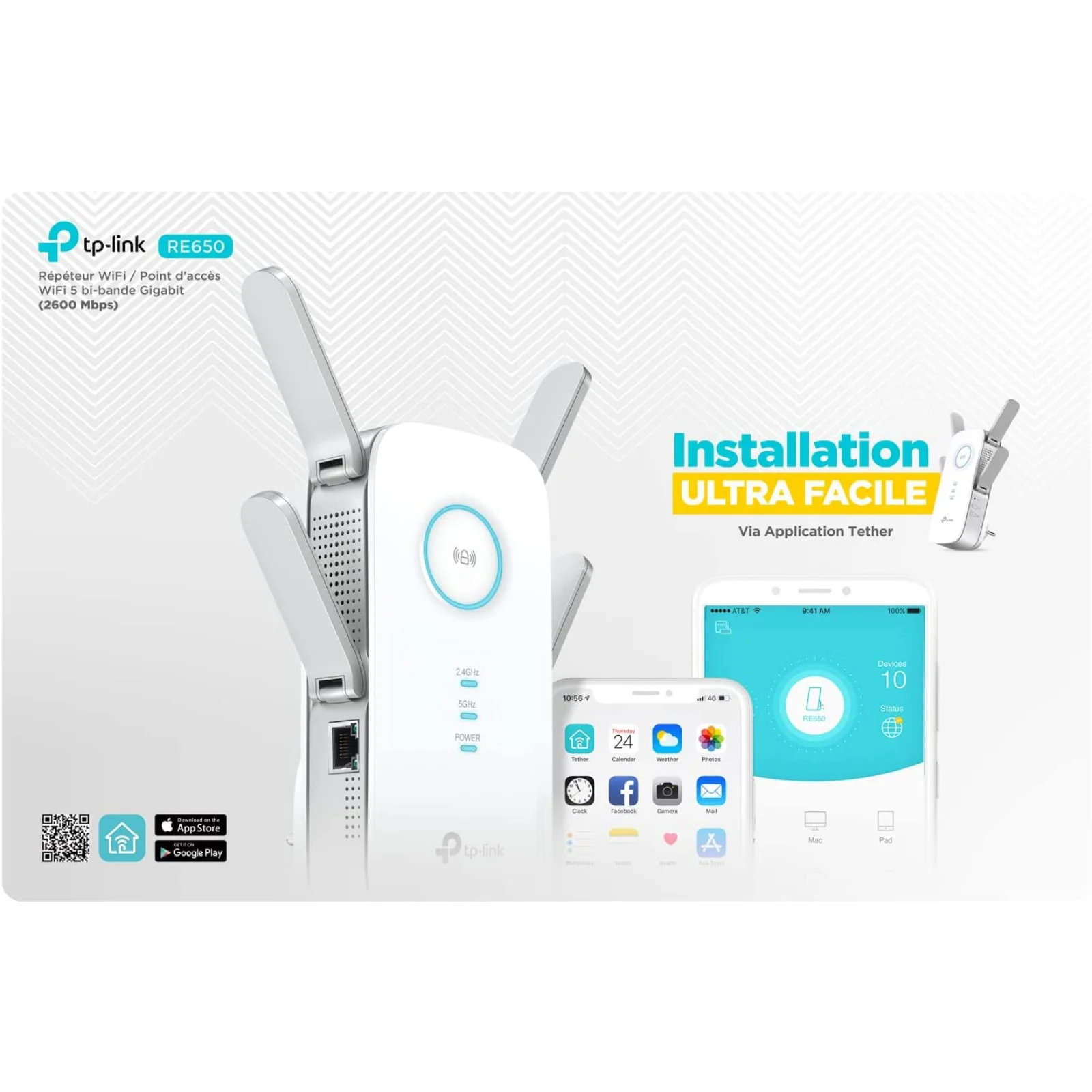 Imagem -02 - Tp-link-extensor de Faixa Wifi de Banda Dupla Porta Gigabit Internet Booster Repetidor Access p. Ac2600 Re650 2600mbps