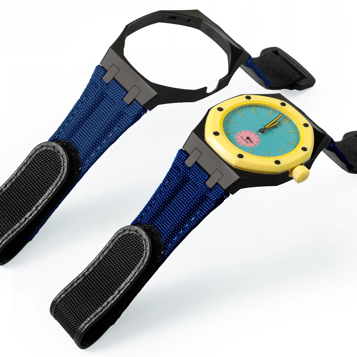 For Swatch x AP Royal POP Nylon Strap Titanium Alloy Case Set Hook And Loop Watch Band Changer to wristwatch Modification Kit