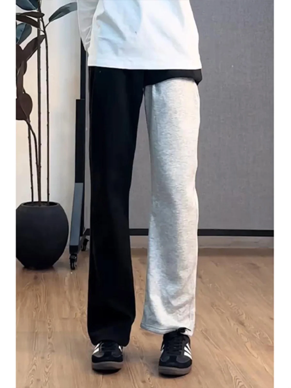 

Pure Black 517 Bell Bottom Trousers Men's Autumn Winter Fleece Straight Leg Long Pants American Style Knife Jeans