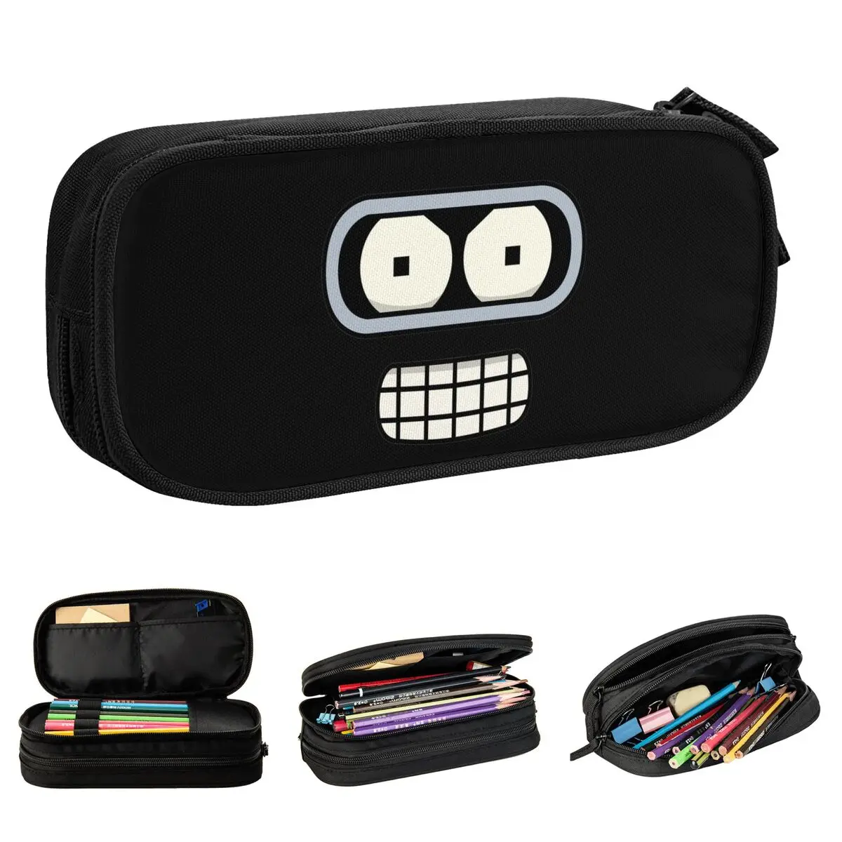 

Bender Face Pencil Case Futuramas Pen Box Bag Student Big Capacity Students School Zipper Pencil Box