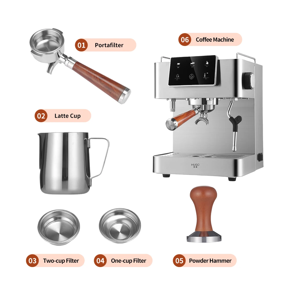Commercial 15-Bar Semi-Automatic Espresso Coffee Maker - Large Stainless Steel Brewing Machine for Professional Cafes​