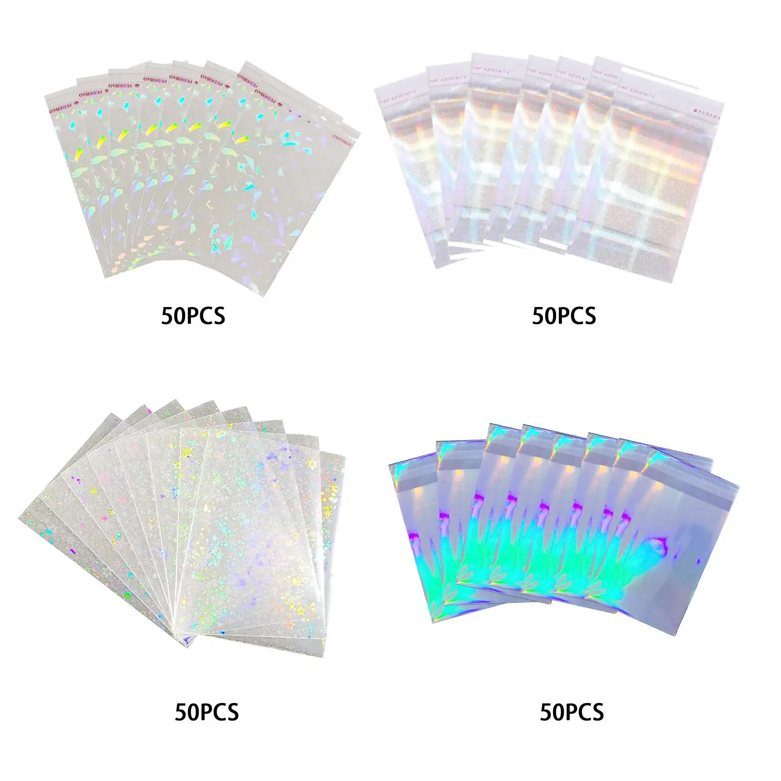 50Pcs Holographic Card Sleeve Game Card Deck Holder Collectible Soft Sleeve Glitter for Cards s