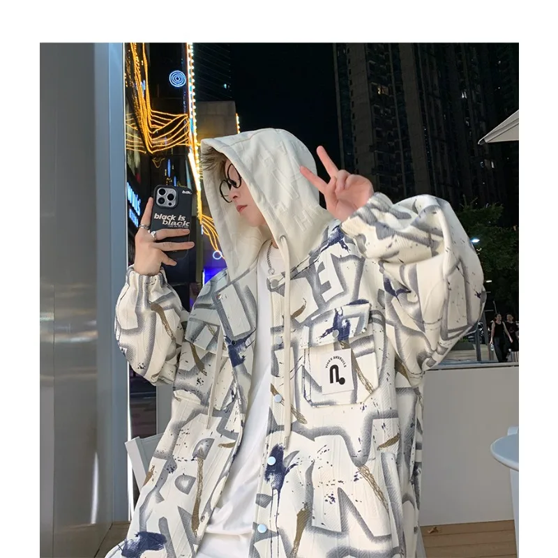 

Outdoor Fashion Cycling Jacket Spring Men's Casual Trendy Jacket Cool and Fashionable Coat Men's Loose Thickened Hooded Coat Men