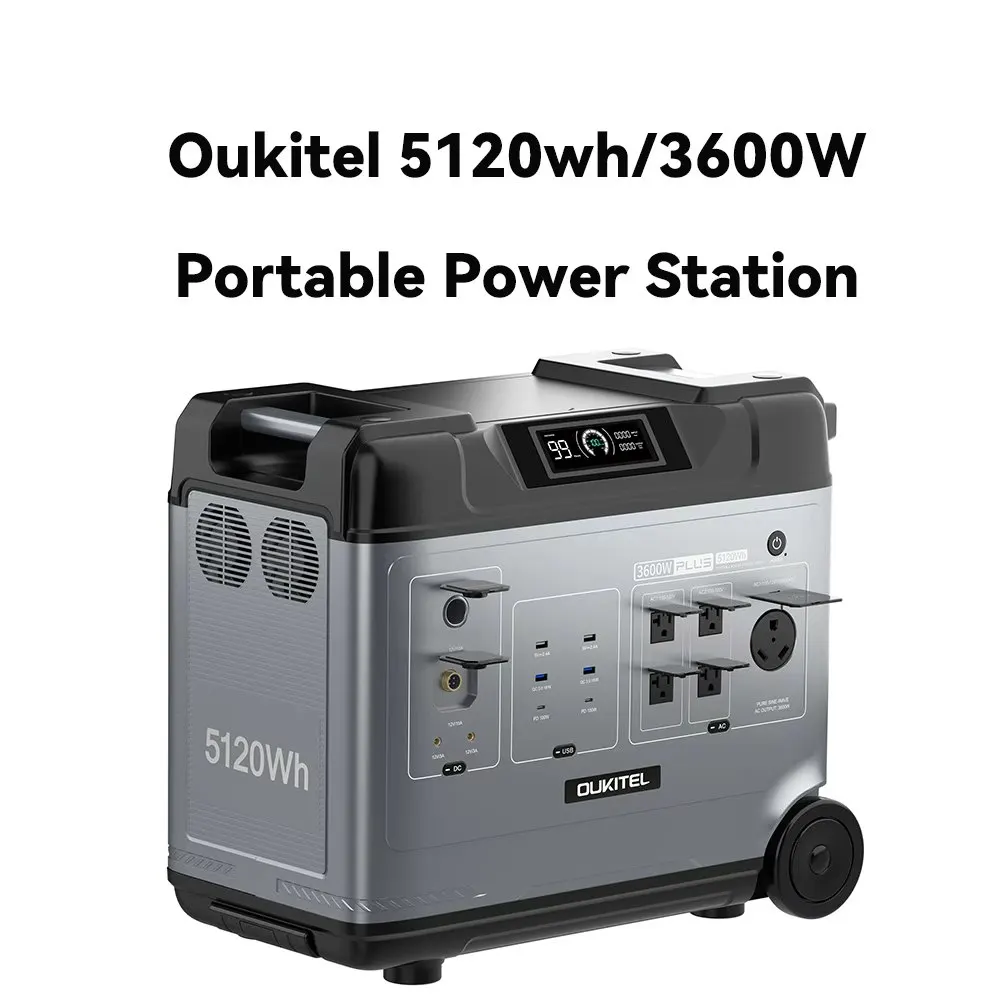 OUKITEL Portable Power Station P5000 Plus, 5120Wh Large Capacity Solar Generator, 5x3600W AC Output(6000W Surge), 2.8H Fully Charged, 1000W MPPT Solar for Emergency, Home Backup, RV, Camping