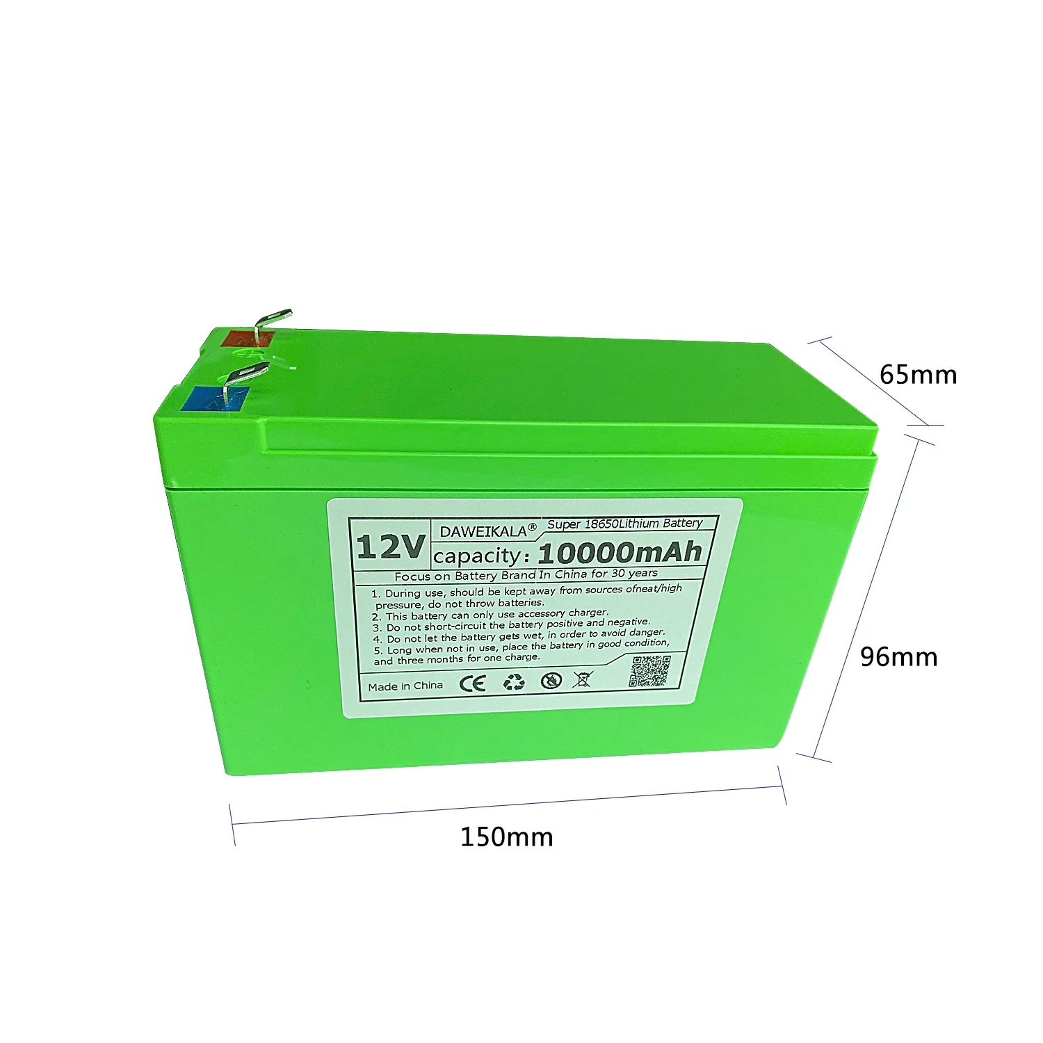 12v Battery pack rechargeable lithium ion battery solar Electric toy car Storage battery with BMS