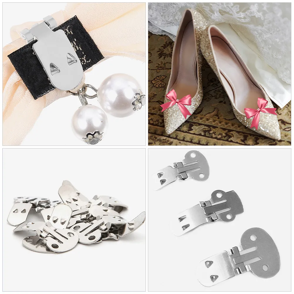 10pcs Stainless Steel Shoe Buckle Clips – Flat Blank Craft Accessories for DIY Shoes, New Year Party