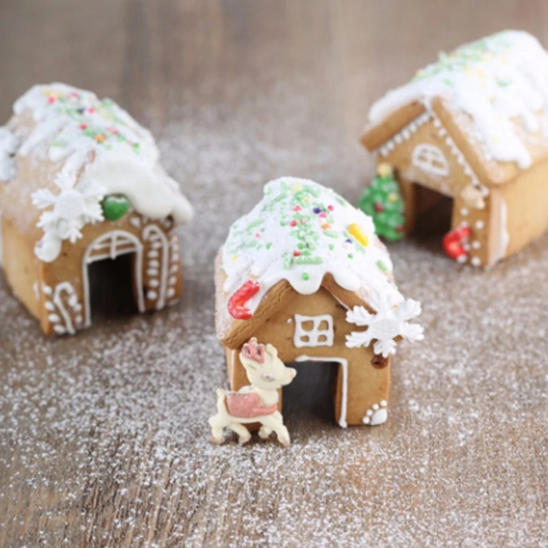 Christmas Gingerbread House Mold 3Pcs Kitchen Bakery Mould Supplies for Mini House Mold Cupcake Chocolate HouseDropshipping