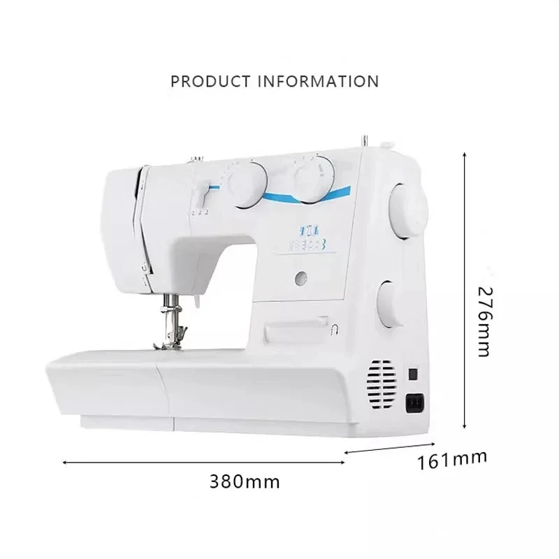ماكينة خياطة شديدة التحمل بقدرة 60 وات، 8 غرز مدمجة، إطار معدني، نيل مزدوج، أدوات منزلية متعددة الوظائف