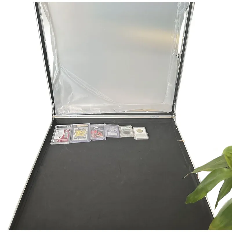 Portable Suitcase Cards Chips Collectibles Display Stand Aluminum Alloy & Clear Acrylic Showcase for Market Stall
