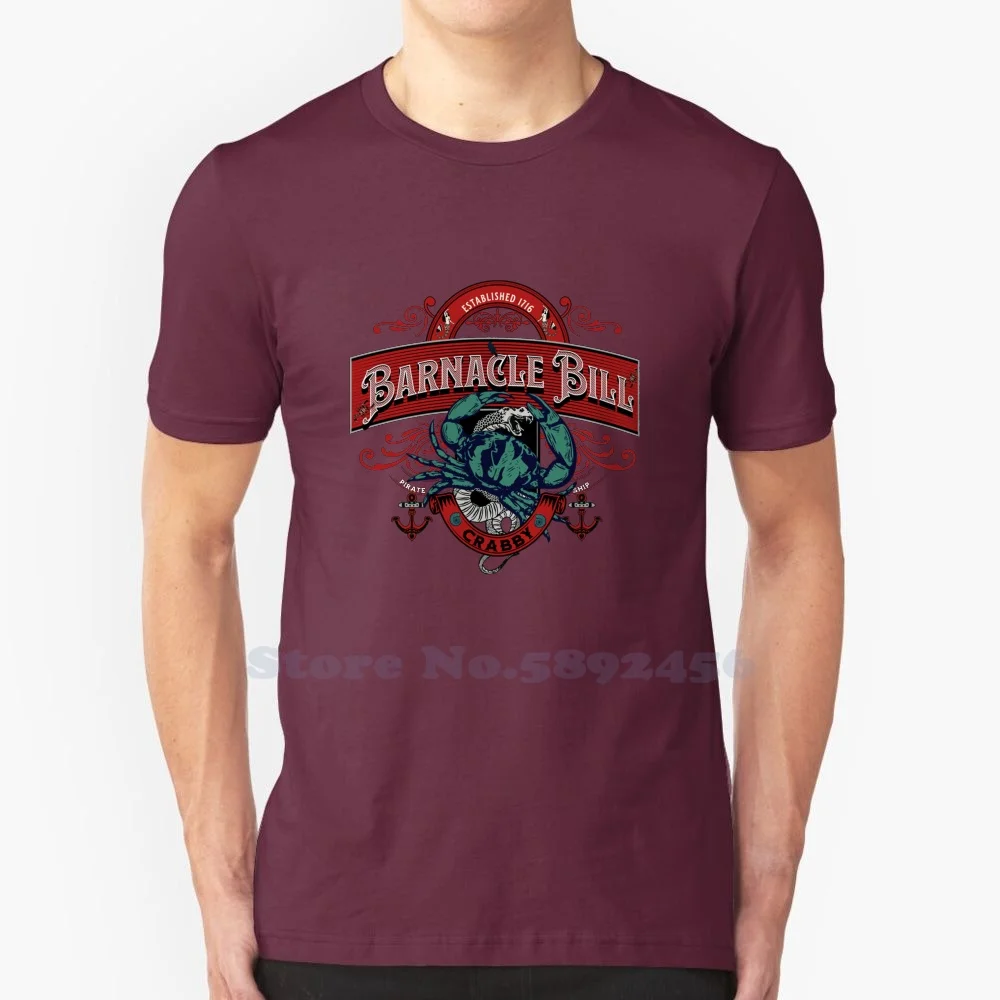 Barnacle Bill Red Pirate Mermaid Snakes Scorpion And Anchors 100% cotton T-Shirt Men And Women