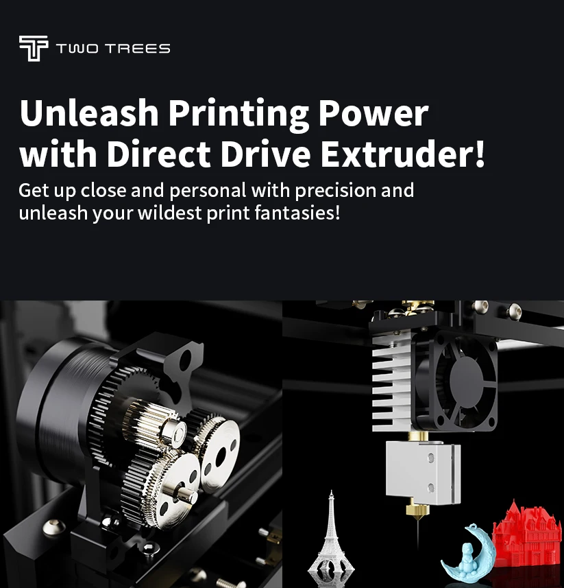 Imagem -05 - Twotrees-impressora de Alta Velocidade Velocidade de Impressão Hotend Engrenagem Dupla Extrusora de Transmissão Direta Sp5 v3 350 mm s 350m s