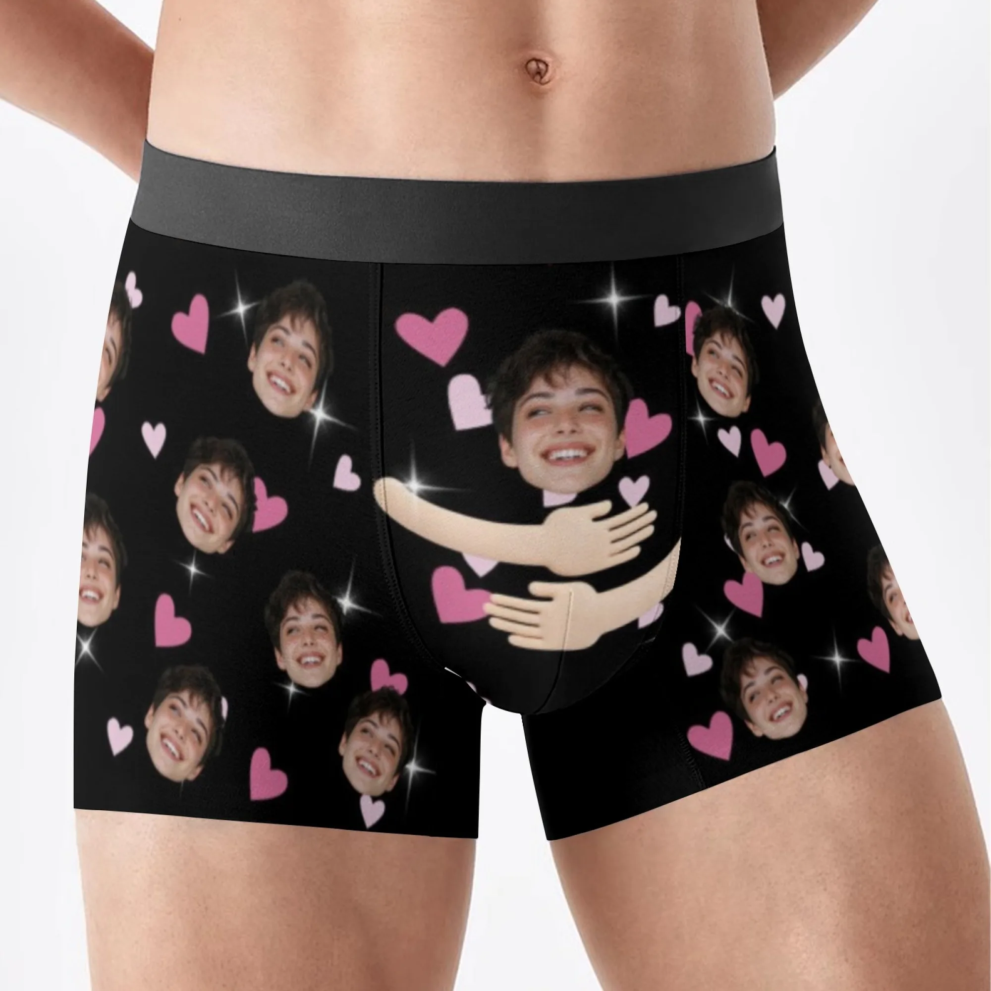Custom Valentine Day Boxers For Men Personalized Men Underwear Custom Boxer Briefs Funny Face Gift For Boyfriend Husband