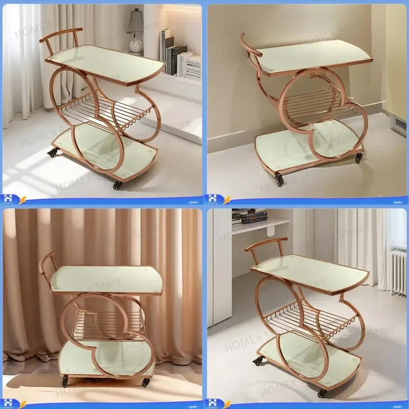 Luxury 3 Tier Stainless Steel Glass Serving Cart Customizable Food Delivery Trolley for Restaurant Hotel Living Room Wine Bar