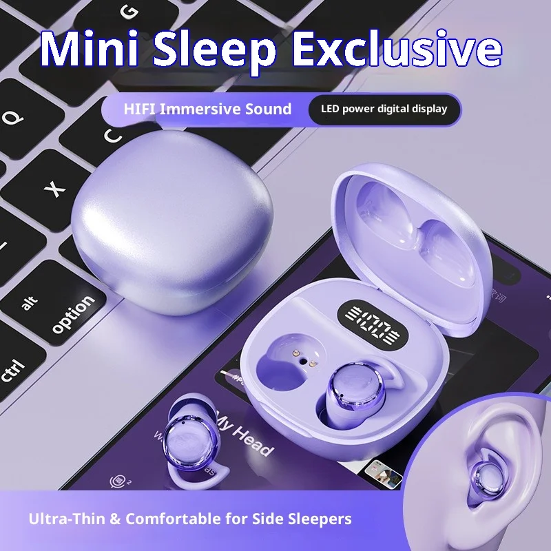 

TWS Earphones Wireless Bluetooth 5.4 Hi-Fi Sleep Headphones Waterproof Stereo Sound Touch Control Earbuds for Home Office Sports