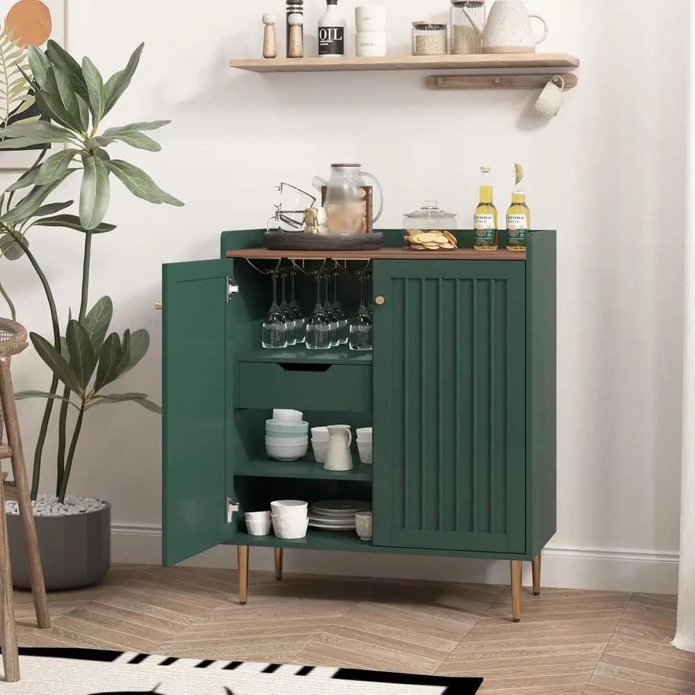 

Wine and Liquor Storage Cabinet with Adjustable Shelves for Home Bar, Living, and Dining Spaces