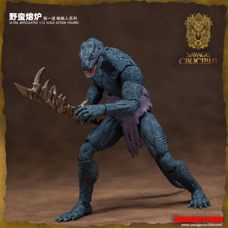 SAVAGE CRUCIBLE Originele Savage Furnace Series Lizardman Action Figure Assembly Model Toys Collectible Model Cadeaus voor jongens