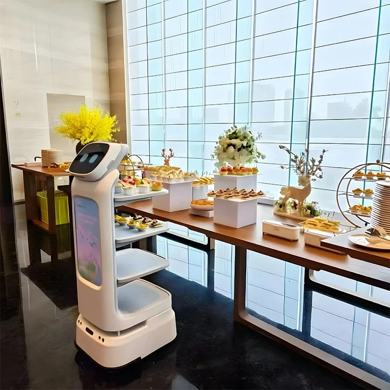 IP54 Smart Commercial Hotel Robot, APP Control Auto Charging 13.3-inch LCD Touchscreen Multi-Language Support