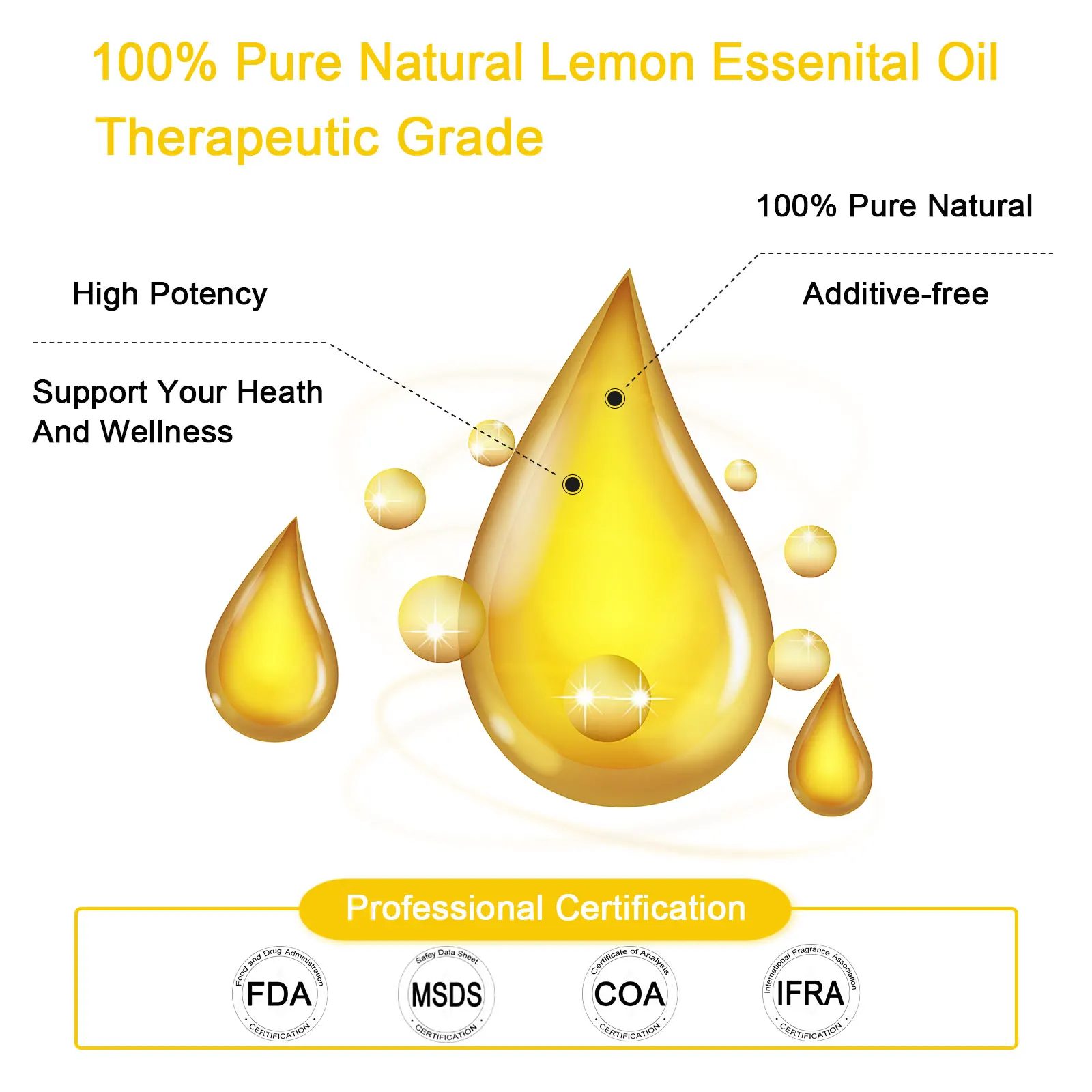 100ml Pure Natural Lemon Essential Oil Air Fresh Diffuser Aroma Oil Lavender Orange Eucalyptus Vanilla Mint Lemongrass Tea Tree