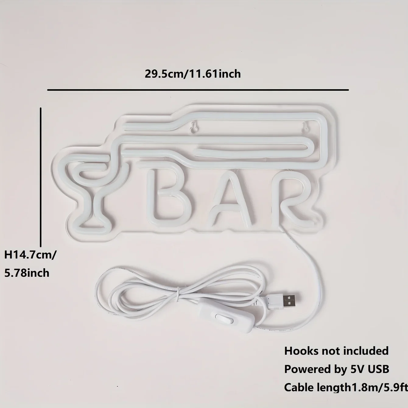 Neon BAR Sign - USB Powered, Colorful LED Light, Indoor Wall Hanging Decor for Bedroom - Perfect Home Bar Accessory