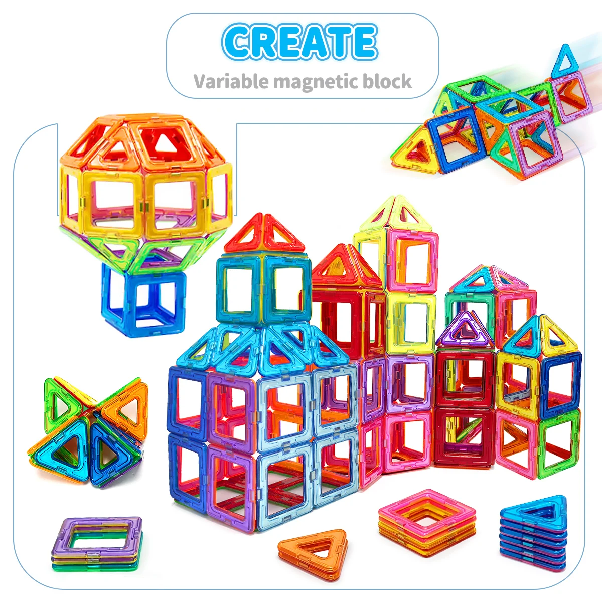 Groot formaat magnetische bouwstenen - 3D STEM educatieve constructorset speelgoed voor leren en verjaardagscadeaus met willekeurige kleur