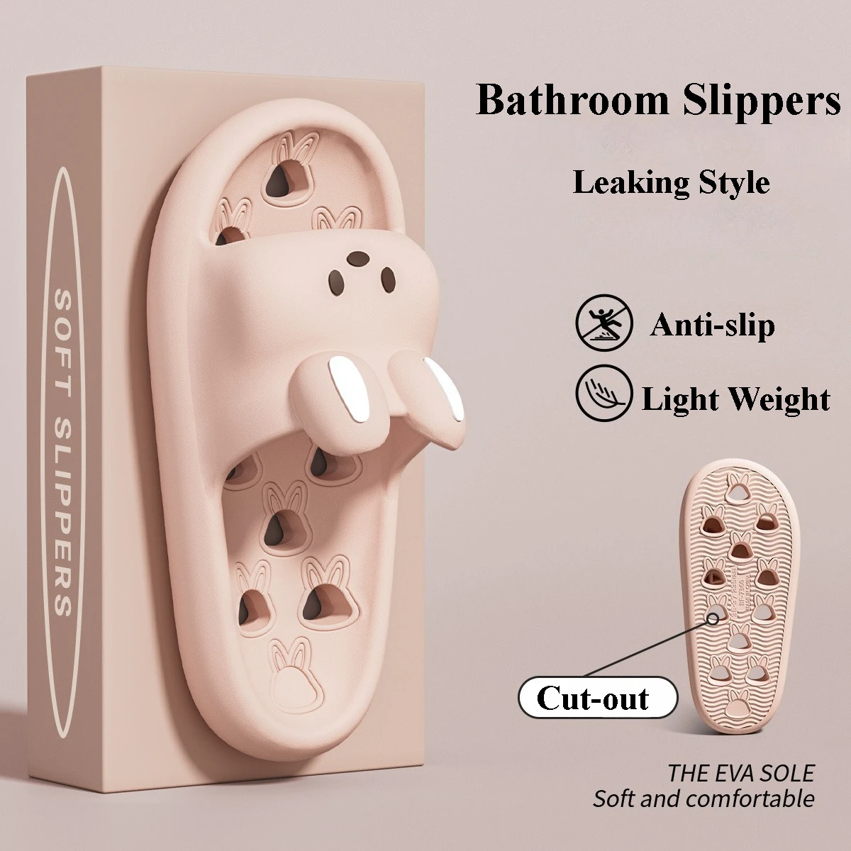 

Cute Cartoon Indoor Bathroom Slippers For Women Men Summer House Shoes Soft EVA Anti-slip Couples Home Shower Leaking Slides