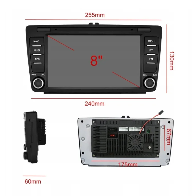 Автомобильный радиоприемник 8 дюймов, 4 + 64 ГБ для Skoda Octavia (2009-2012) Мультимедийный плеер CarPlay Android Auto