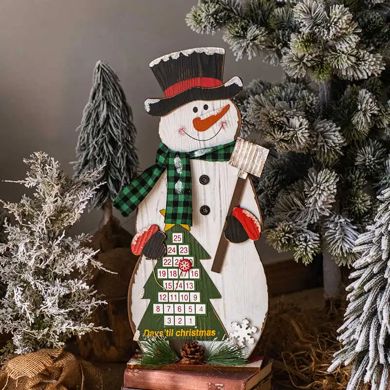 

Christmas Decorations Calendar Brand Scene Santa Claus Snowman Wooden Calendar Ornaments Shopping Mall Shop Christmas Decor