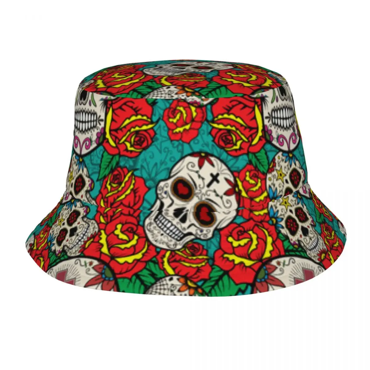 

Fisherman Hat Unisex Bob Cap Sugar Skulls And Roses Hip Hop Gorros Panama Windproof outdoor Bucket Hat