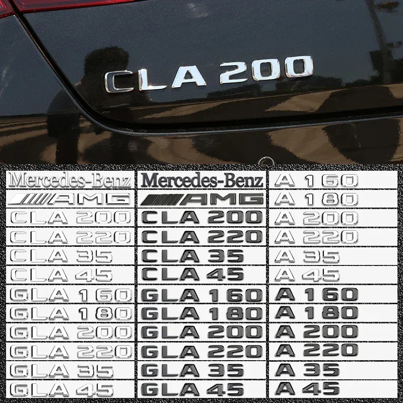 2025 Hot Car For Mercedes Benz AMG 3d ABS Black Car Letters For Mercedes Benz AMG A45 A160 GLA200 CLA180 V8 V12 4MATIC Emblem Ba