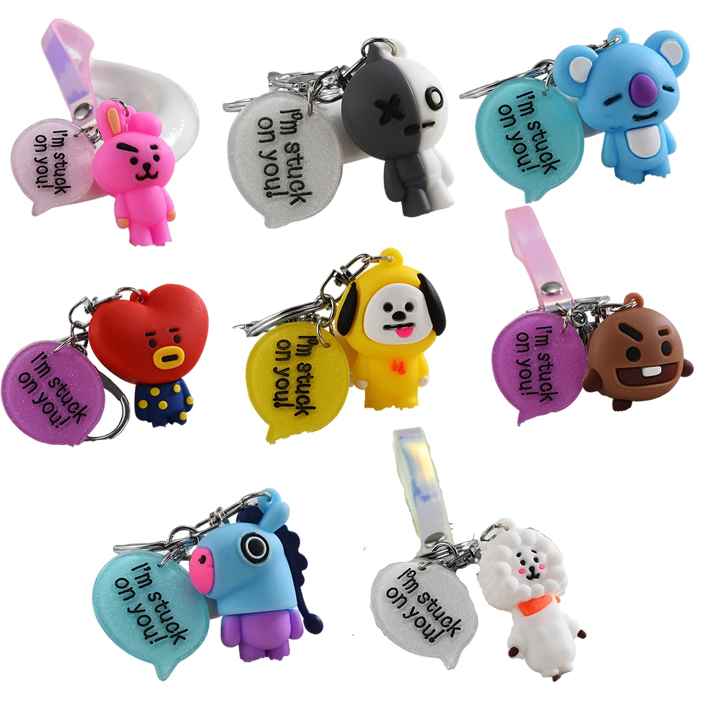 Llavero Kawaii BT21 de PVC Suave, Llavero para Coche, Colgante Bonito para Bolsa de Estudiante, CHIMMY COOKY KOYA TATA, Regalo de Anime, Juguetes