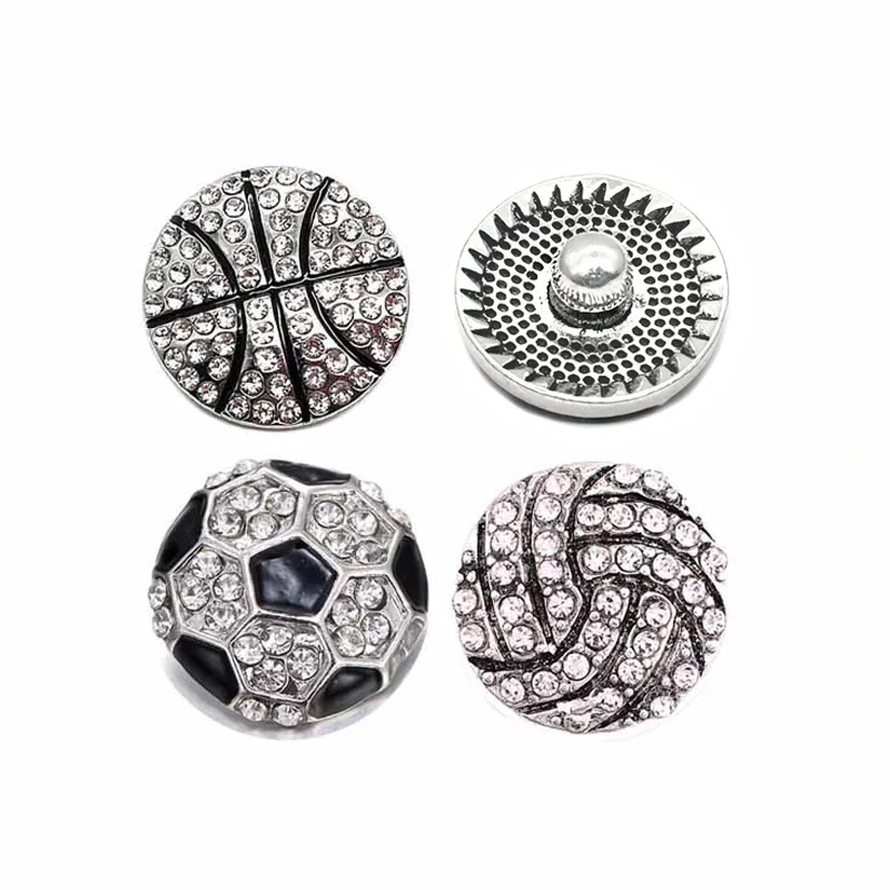 Football w356 Crystal 3D 18mm 20mm Metal Snap Button For Bracelet Necklace Interchangeable Jewelry Women Accessorie Findings