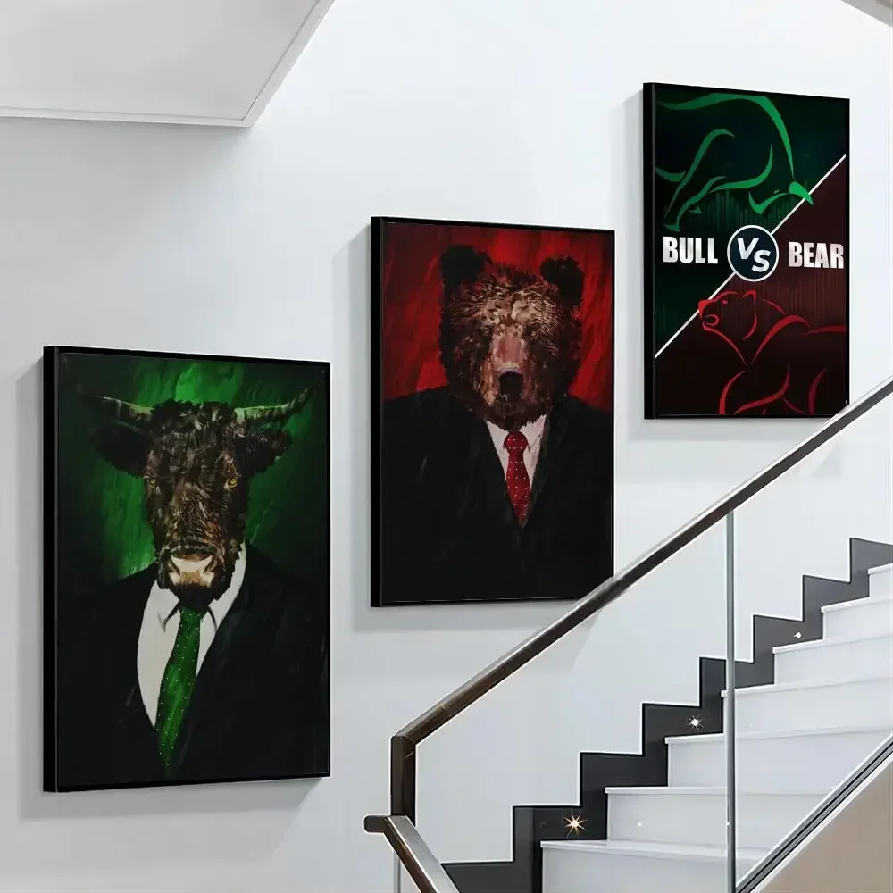 Neon Bulls&Bears Stock Market Trading Quotes Poster Paper Print Home Living Room Bedroom Entrance Cafe Art Painting Decoration