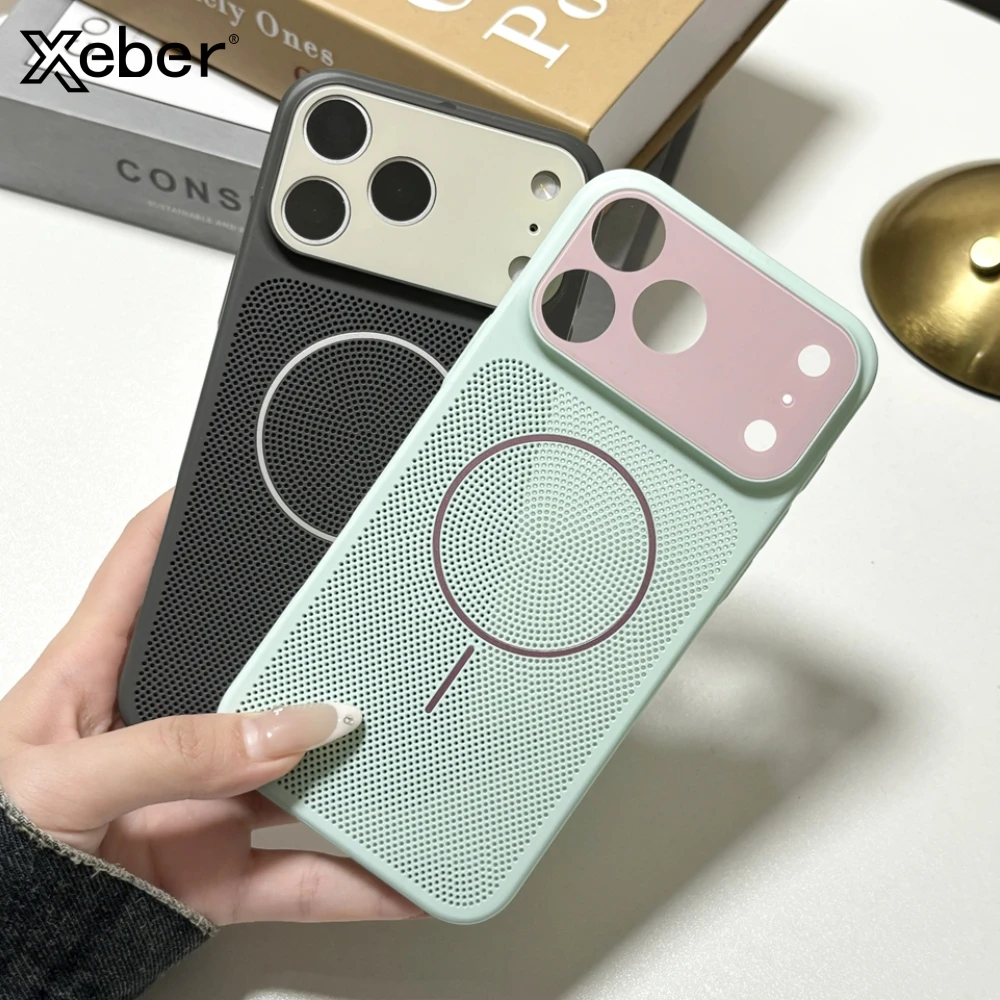 Luxuriöse Wärmeableitende Atmungsaktive Kühlende Hartschale für iPhone 17Air 17 Pro Max 16 15 14 13 12 Plus mit Magnetischer Ladeabdeckung