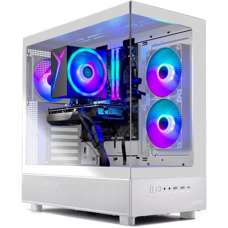3 PC para juegos, Ryzen 7 5700 3.7GHz, RX 9060XT 8GB, SSD NVMe de 1TB, 16GB DDR4 RAM 3200, Fuente de alimentación Gold de 650W, W