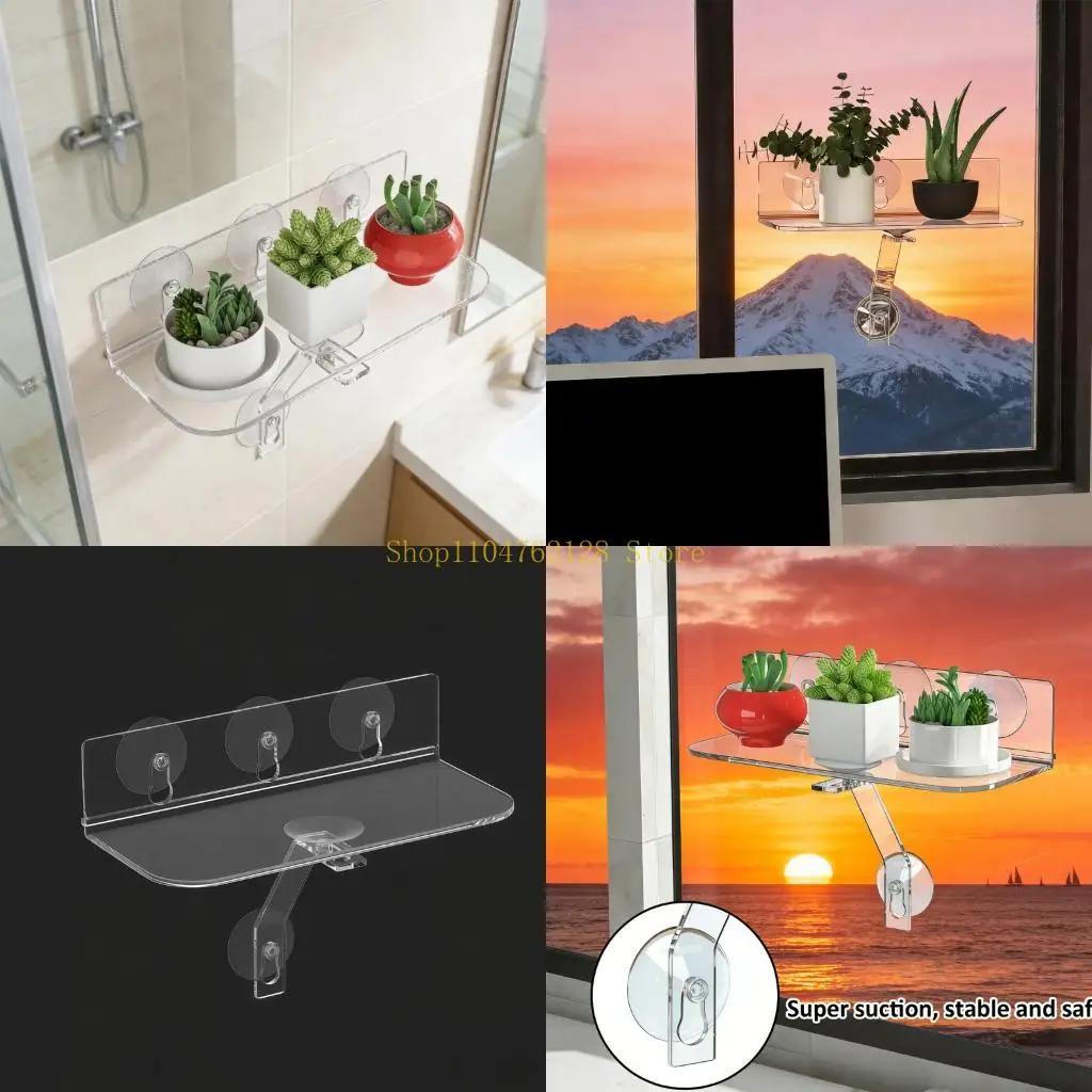 

Clear Acrylic Window Plant Shelves With Suction Cups Space Saving Display Organizer Storage Rack For Home Decoration best sale