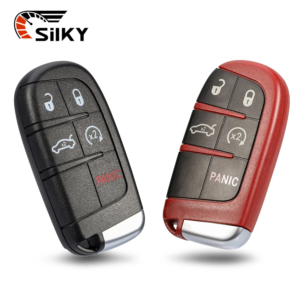 

Remoto Car Key Shell Case, Keyless Smart Case para Dodge Dart Charger Challenger, Chrysler 300, Jeep, melhor chave, 4 + 1, 5 bot