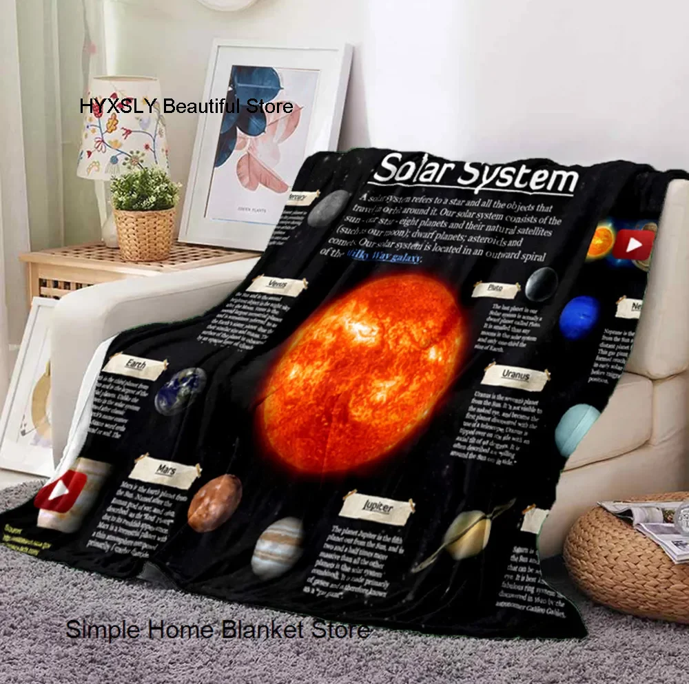 Universe Planet Printed Blanket Flannel Blanket Cartoon Portable Nap Shawl Towel Blanket Christmas Kids Gift