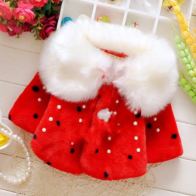 

아기옷 Baby Girl Clothes 0-3Ywinter Coat Thick Warm Wool Fur Coat Girl Wool Sweater Coat Pearl Princess Coat Kids Cute Coat Clothes