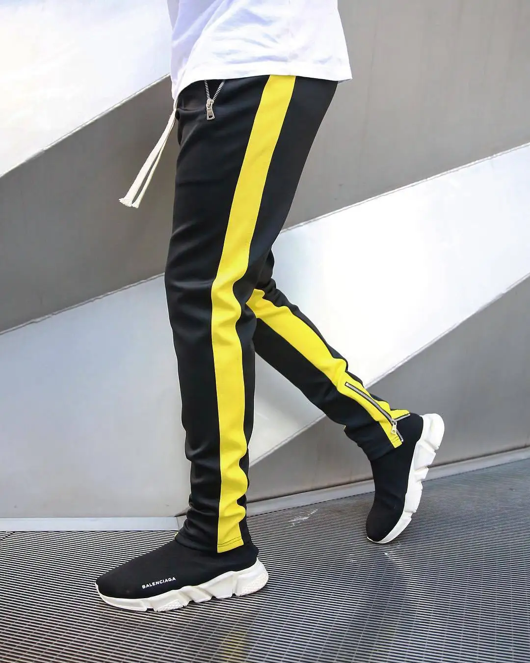 Autumn Winter 2026 American New Fashion High Street Men's Basic Casual Trendy Spliced Slim Jogger Trousers Male Drawstring Pants