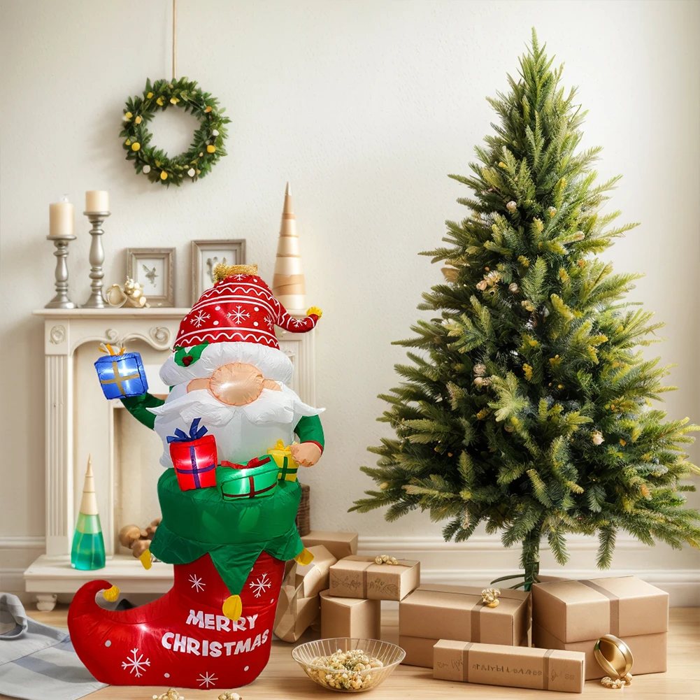 

5 футов, большие надувные рождественские украшения Санта-Клауса со светодиодной подсветкой, большой надувной Санта-Клаус для рождественской вечеринки, украшения двора и сада