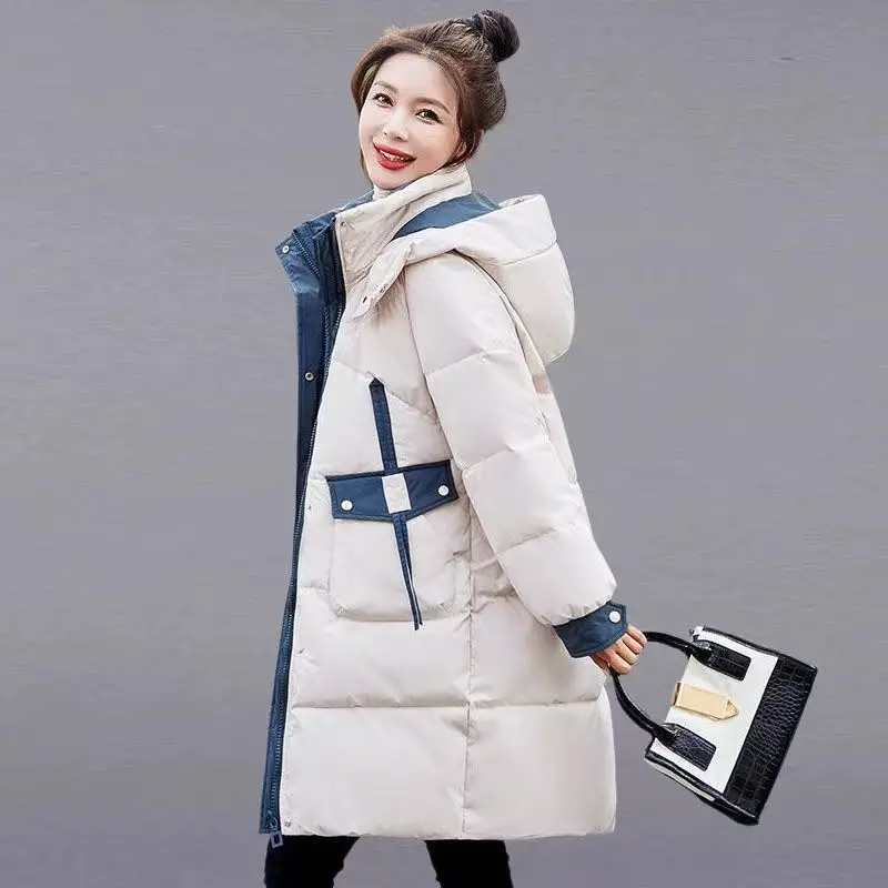 Western Style Eiderdown Cotton-padded Jacket Girls Long Winter 2024 New Fashion Short Explosions Cotton-padded Jacket Thick Coat