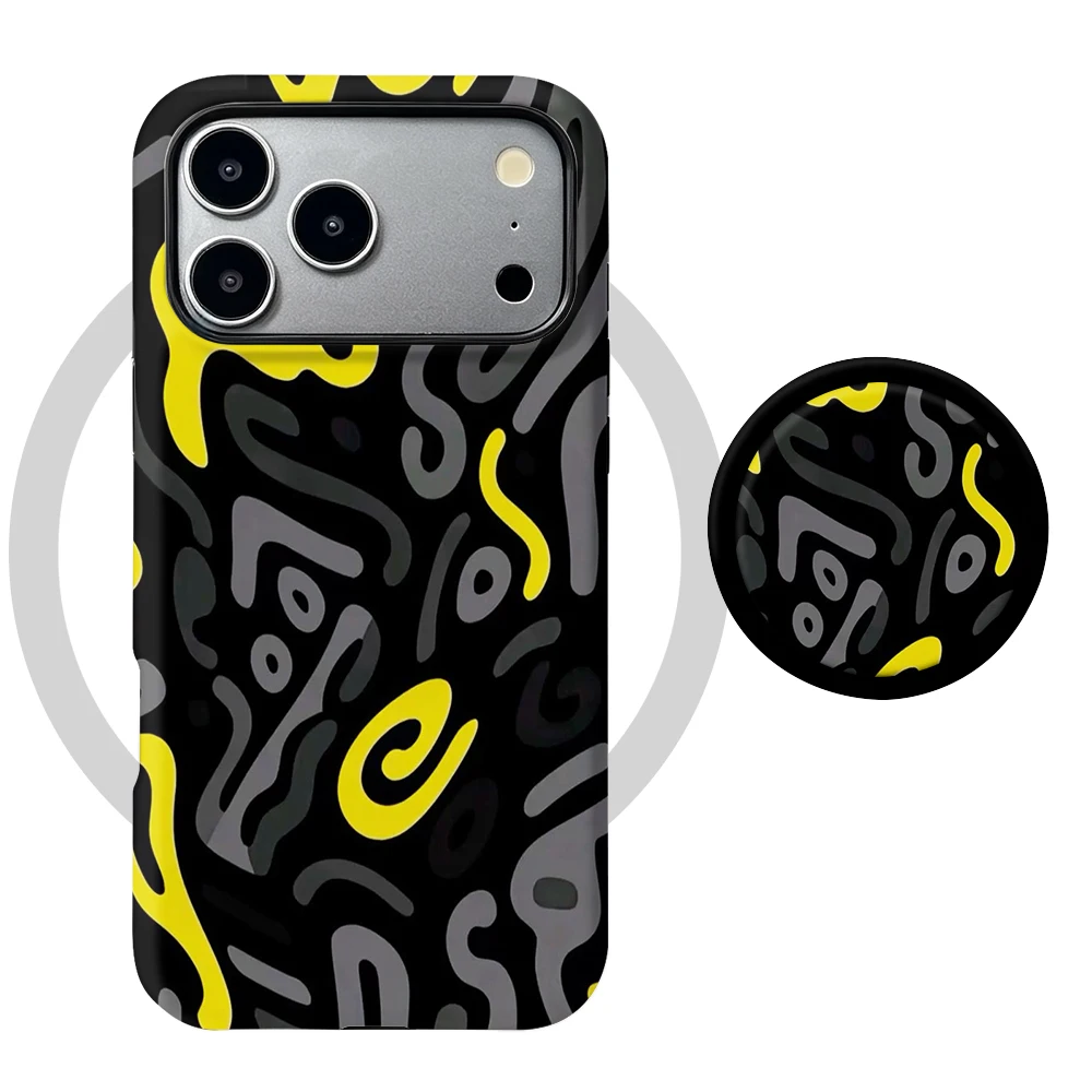 Abstract Graffiti Magnetic Holder Case For Xiaomi Poco F8 X8 X7 F7 F6 F5 Pro 2 in 1 Film Shell Shockproof Bumper Phone Cover