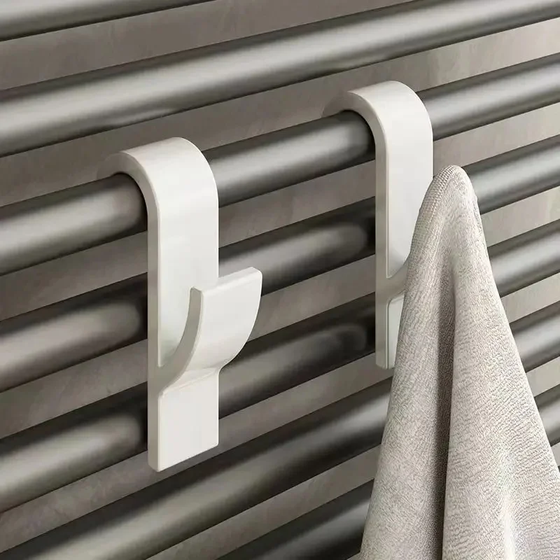 1-6PCS Bathroom Shower Towel Holder Hanger Heated Radiator Rail Hooks Clips Storage Racks Clothes Scarf Hanger Hooks
