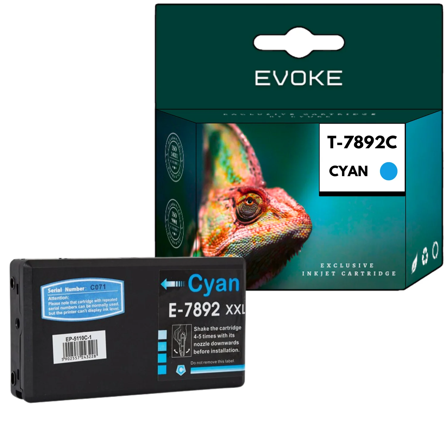 Evoke Compatibele Inkt voor Epson C13T789240 T7892 Cyaan 36 ml 4210 Stron Workforce Pro Wf-5110Dw 5190Dw 5620Dwf 5690Dwf