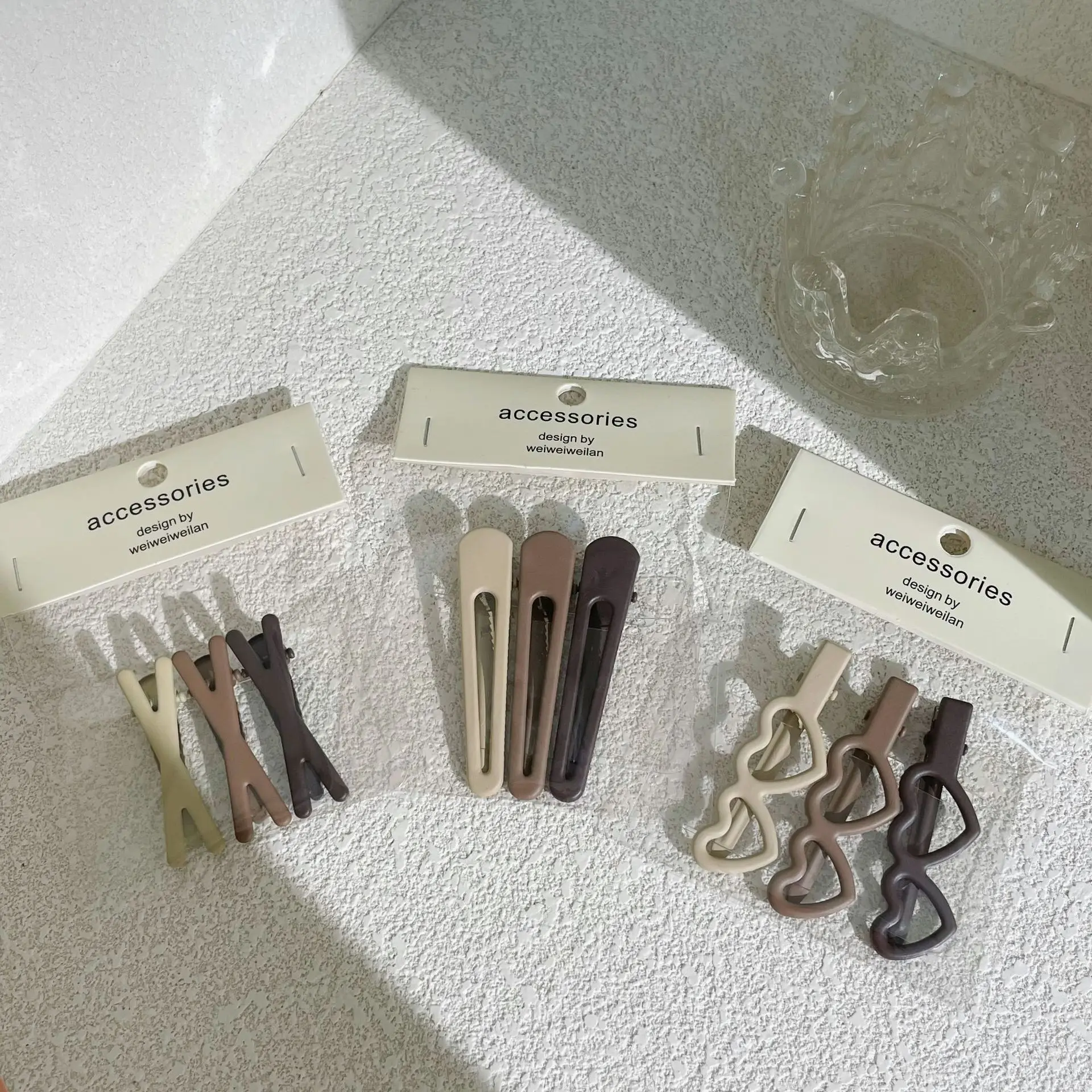 

Geometric Hair Clips 3PCS Brown Beige Colors Viral Same Style Oval Clips for Women Girls