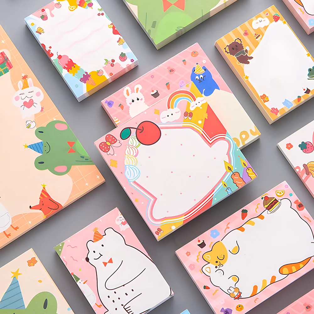 Cute Kawaii Sticky Notes Frog Bear Fruit Memo Pad Post Notepad Aesthetic Stationery Shopping Check List To Do Tab Planner Agenda